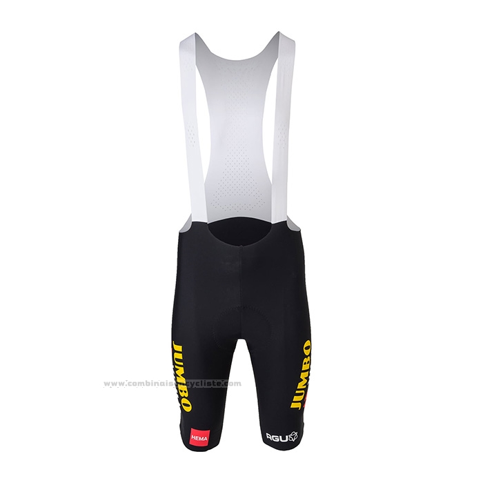 2022 Maillot Cyclisme Jumbo Visma Noir Jaune Manches Courtes et Cuissard